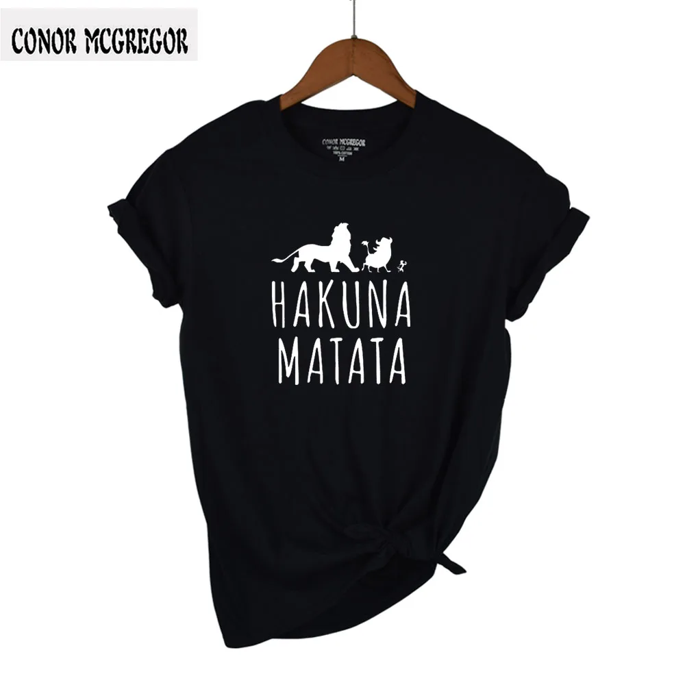 

2018 Hakuna Matata letter print Tee shirt Homme Summer Women Short Sleeve t shirt Plus Size women casual 100% Cotton top