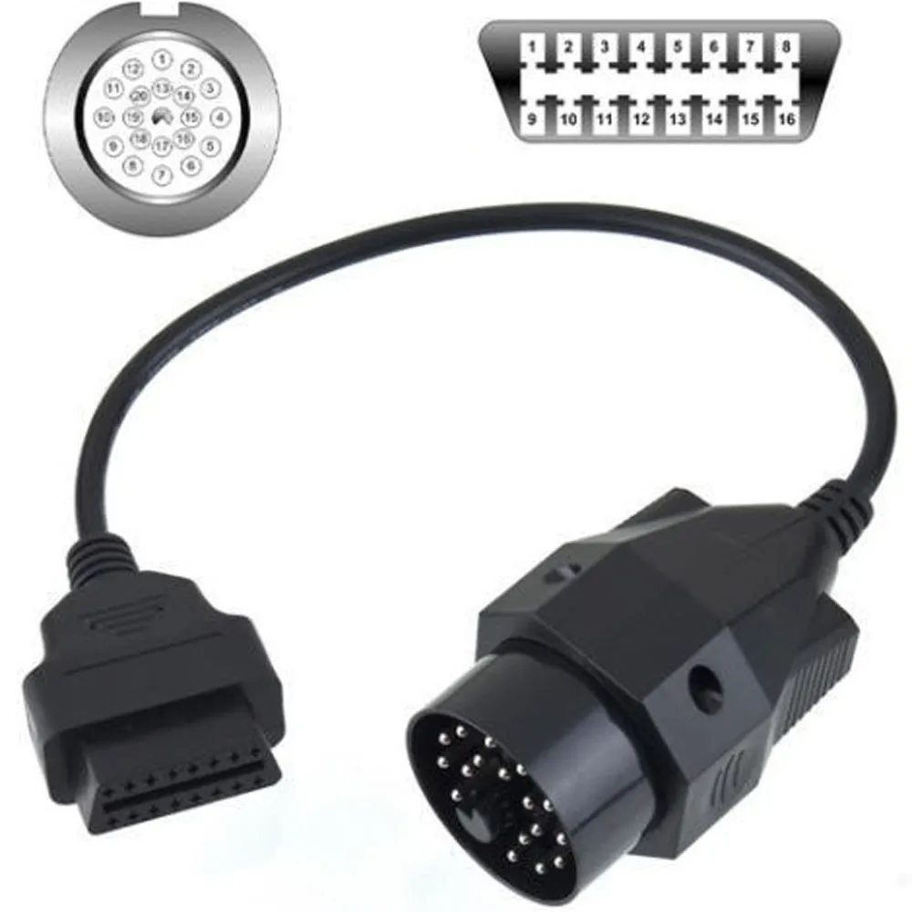 KWOKKER для bmw 20 pin Male TO 16PIN женский OBD2 кабель автомобильный диагностический разъем 20pin адаптер кабель