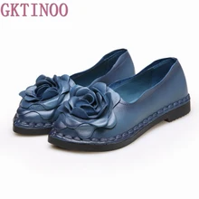 HOVINGE2018 обувь для женщин обувь ручной работы из натуральной кожи мягкие цветочные туфли на плоской подошве обувь для вождения Осенняя женская обувь с острым носком на плоской подошве 5 цветов