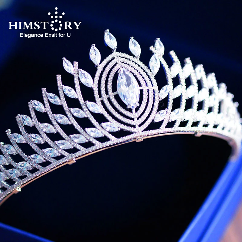 

Himstory Luxurious Full CZ Hair Crown Cubic Zircon Tiara Princess Tiaras Wedding bride Hair Accessories Bride Hair Jewelry
