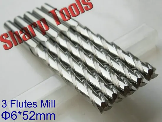 Long Endmill 6x 52MM 3 Flutes Solid Carbide Endmills Cutter CNC Router Bit Set, Woodworking Milling Cutters for Wood MDF Router.JPG