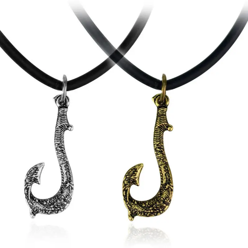 10pcs/lot Moana Maui Fishing Hook Necklace Action Figure Toys Maui Weapon Hook Cosplay Model