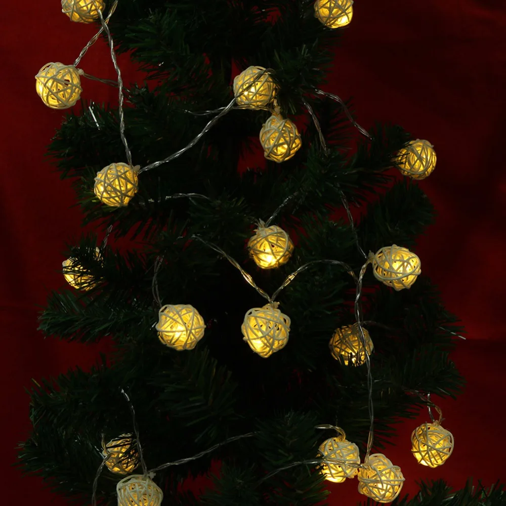 20LED Rattan String Light Christmas Tree Decor Ball Light Strings