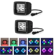 Nicoko 12 Вт 3x3in LED work Light с Chaser RGB Halo 72 режимы для Седельный Тягач 4×4 SUV ATV Мотоцикл фар противотуманные фары пакет
