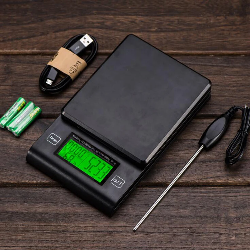 

AJY 2KG Mini Digital Kitchen Food Scale 0.1g Timer Coffee Scale with Temperature Probe