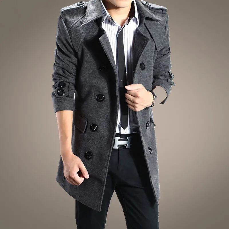 

Trench Coat Men 2019Men's Lapel Double-breasted Trench Coat Men's Medium Length Slim Coat Trench Coat