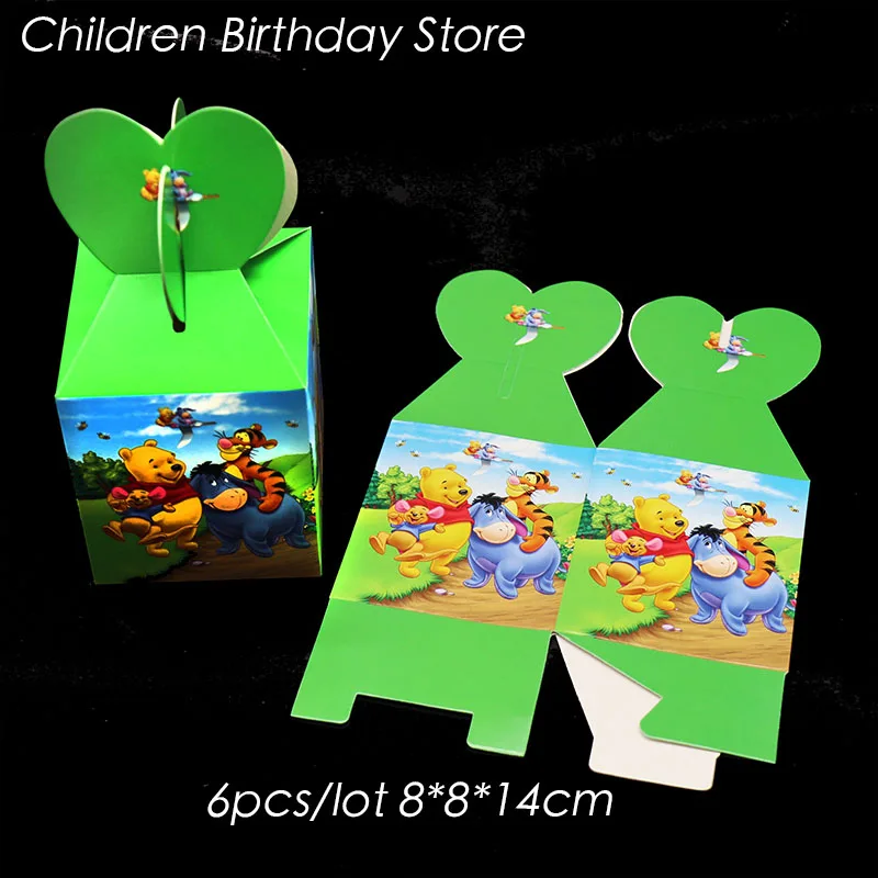 

6pcs/lot Winnie the Pooh gift boxes birthday party decorations baby shower party supplies Winnie the Pooh candy boxes