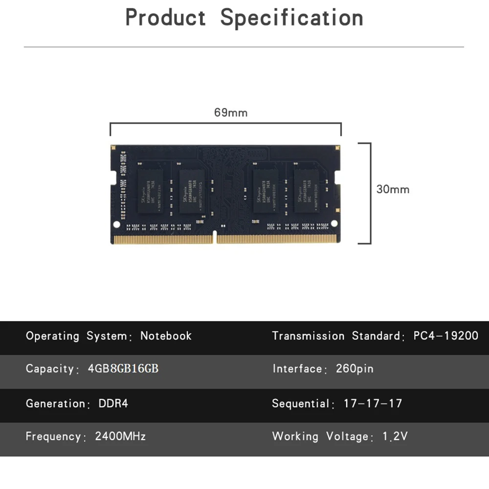 KingSpec,, 4 ГБ, 8 ГБ, 16 ГБ, память, ram, 2400 МГц, PC4-19200, для настольного компьютера, ноутбука, высокая скорость, ram