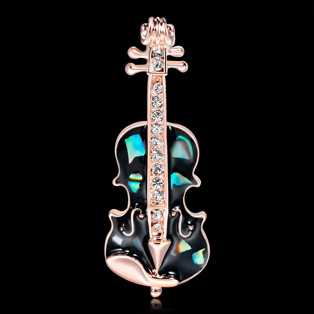 

i-Remiel Guitar Violin Enamel Brooch Shell Musical Instrument Brooches Pin for Women Collar Decoration Gifts for Music Teacher