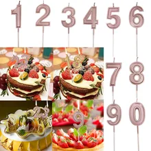 10 шт. розовое золото свечи номер 0-9 день рождения цифра свечи номер торт Декор для взрослых Дети партии velas decorativas