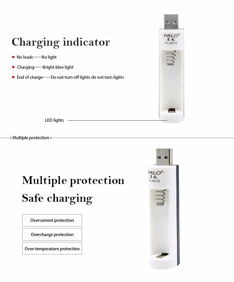 PALO зарядное устройство портативный USB Ni-MH AA AAA C824W зарядное устройство аккумуляторная функция Портативная зарядка батареи