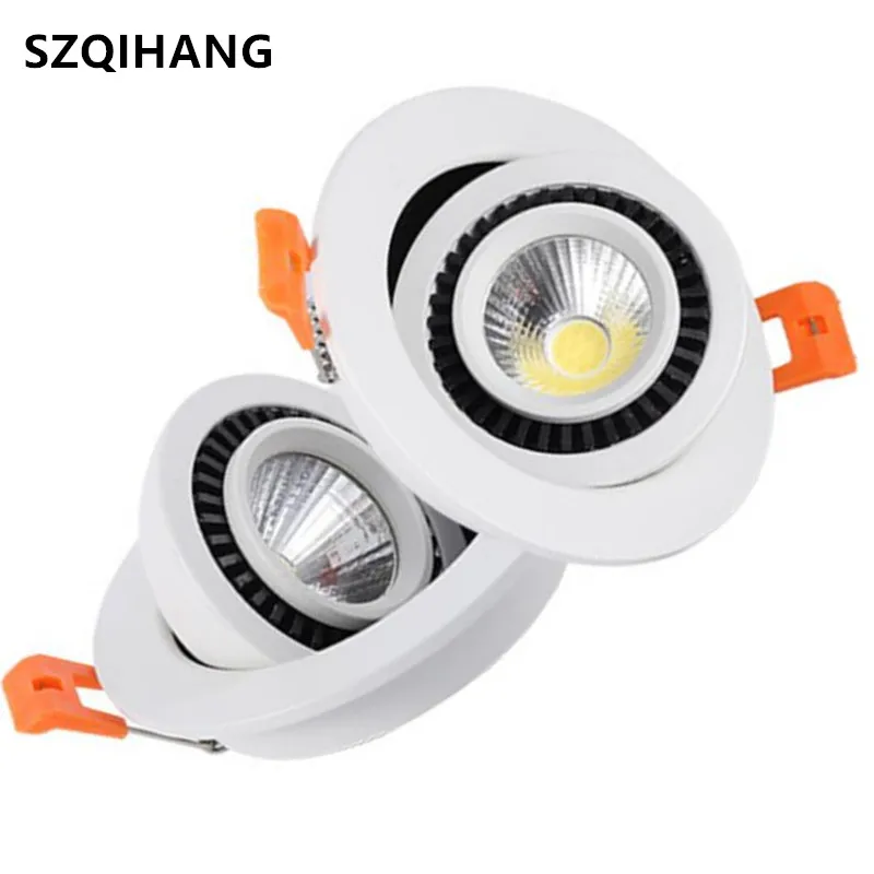 

Dimmable COB led Downlight 5W 10W 360 Degree Rotation Recessed LED Lamp COB Background Ceiling Spot Light With Driver AC85-265V