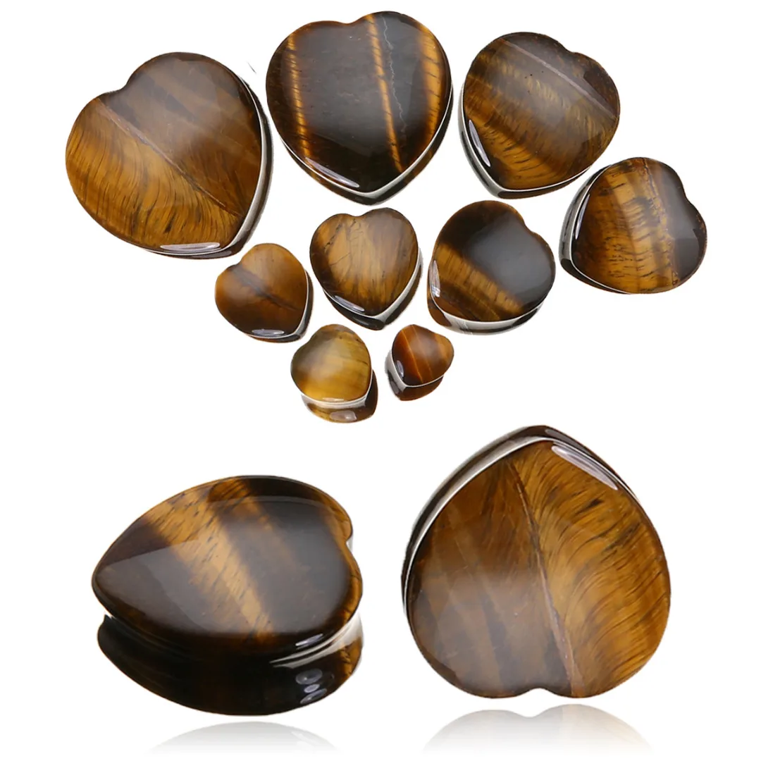 1 Pair Shellhard Heart Shaped Stone Ear Plug Fashion Flesh Tunnel Ear Expander Stretcher For Women Femme Jewelry