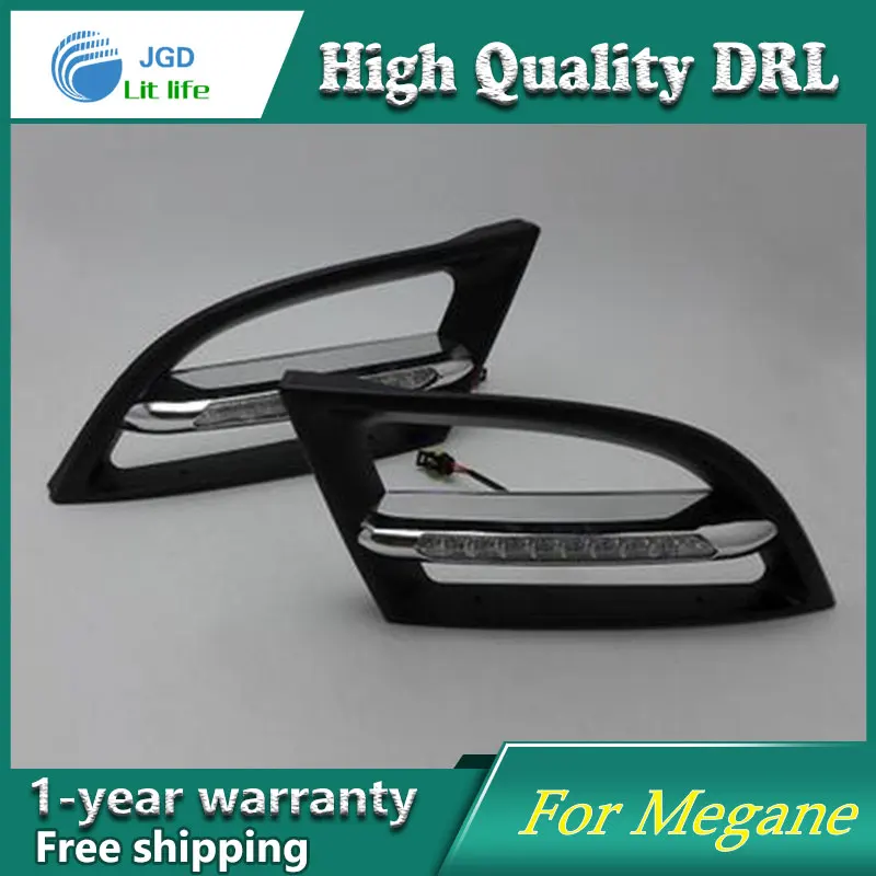 

Free shipping !12V 6000k LED DRL Daytime running light case for Renault Megane fog lamp frame Fog light Car styling
