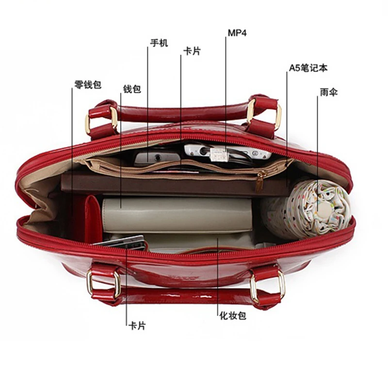 Фирменный дизайн, женские сумки через плечо из искусственной лакированной кожи, женские сумки через плечо, женские сумки с верхней ручкой, сумки-ракушки, красные, черные, 31 см