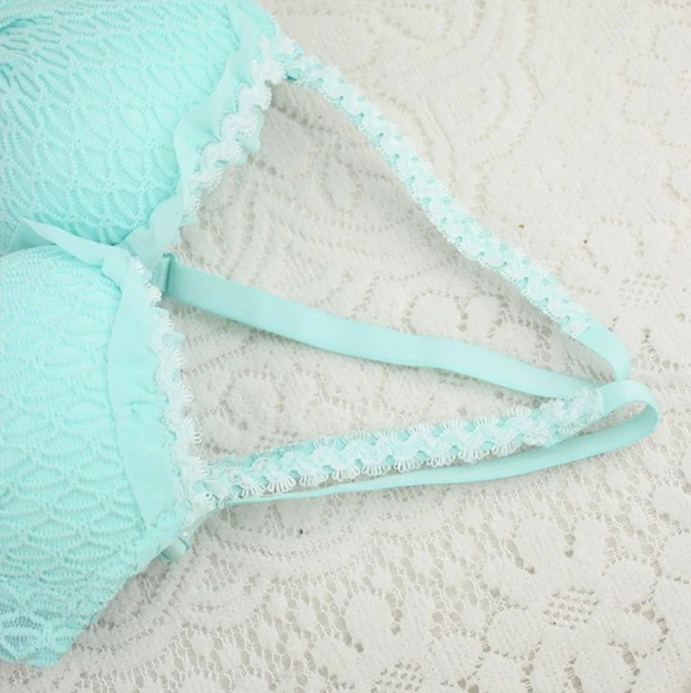 New 3/4 Cup Women Lingerie Ruffle Push-Up Bra Lace Underwear Underwired Bra Sets+Panties
