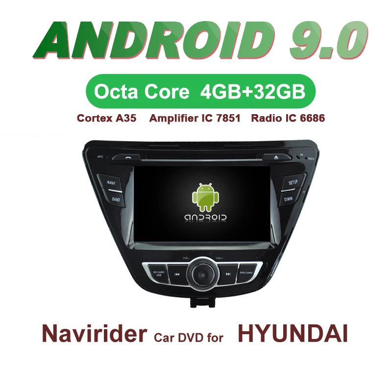 

OTOJETA Car GPS Android 9.0 Radio FOR HYUNDAI ELANTRA 2014 2015 stereo Navigation with DVD Capacitive screen Support Mirror Link