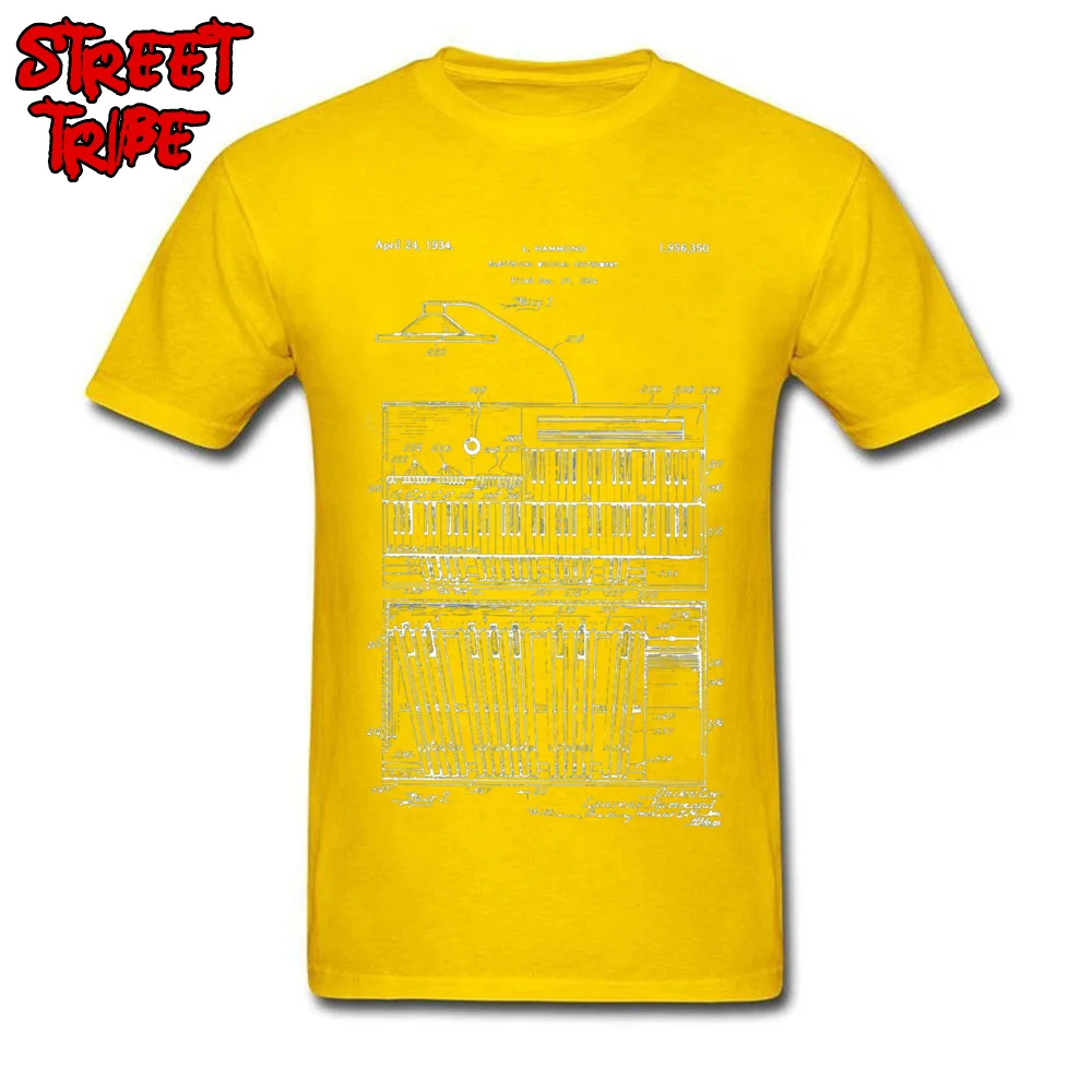 Design Casual Short Sleeve Tops Tees NEW YEAR DAY Round Collar Cotton Fabric Young T Shirts Casual T-Shirt Wholesale 1934 Hammond Organ Patent Art s -4291 yellow