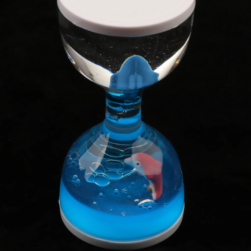  Fish Dolphin Floating Liquid Motion Hourglass Bubbler Timer Desk Fidget Toy Gift