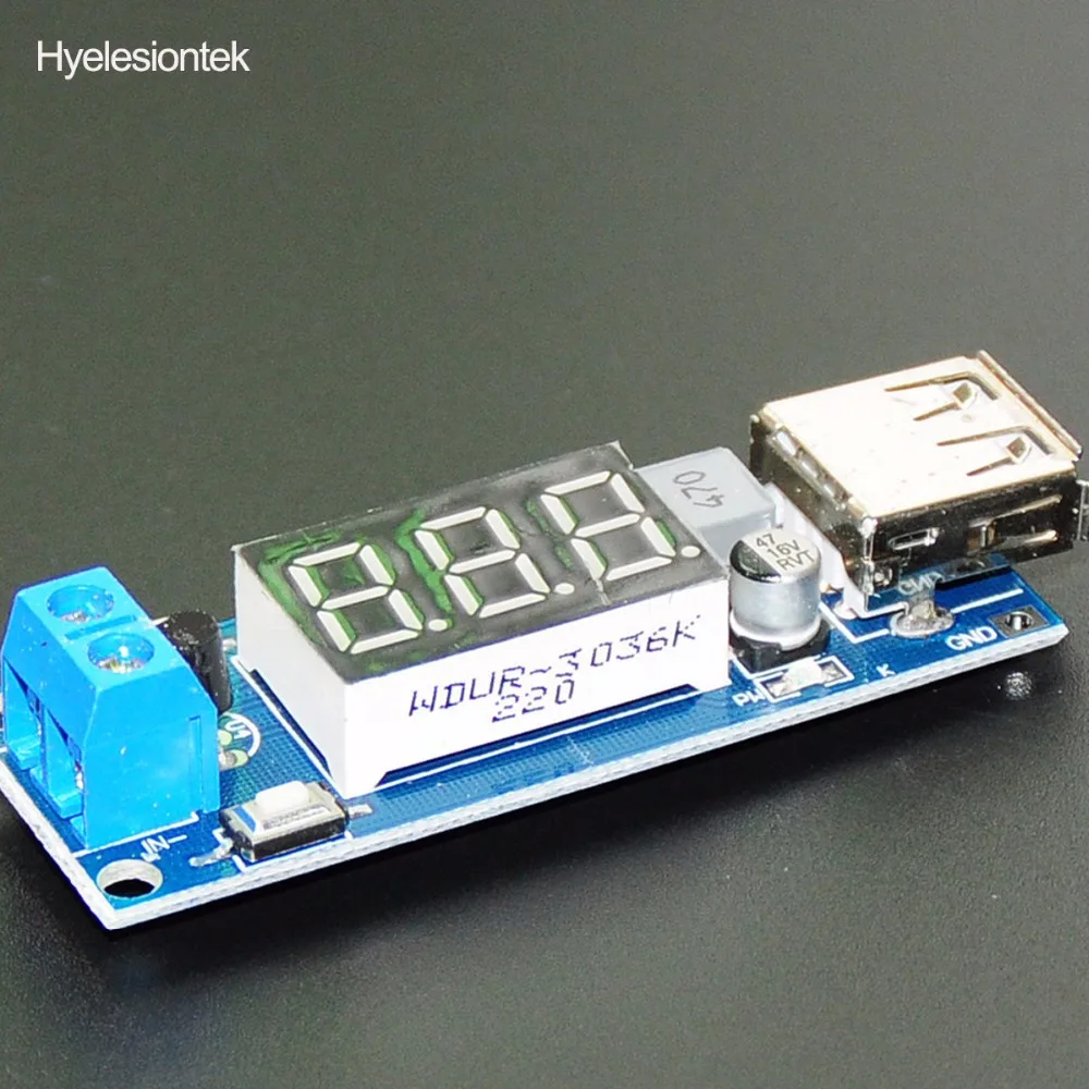 

DC DC Step Down Converter LED Display Voltmeter + 5 V USB Charger Power Supply Module Board Step-down Buck Port 6.5-40V To 5V 2A