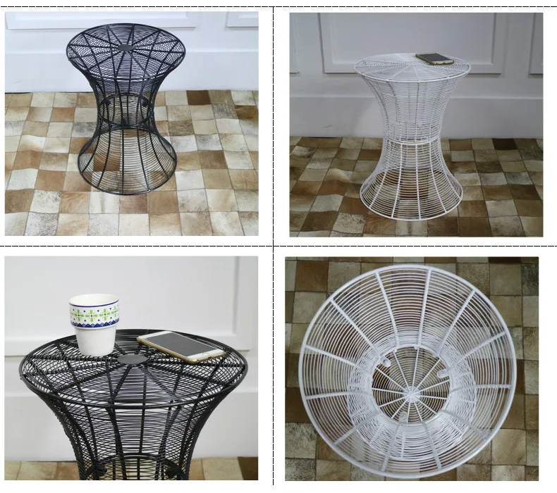 Metal Wire Tea Table Simple and Modern Solid Iron Small Round Table Living Room Small Creative Small Coffee Table