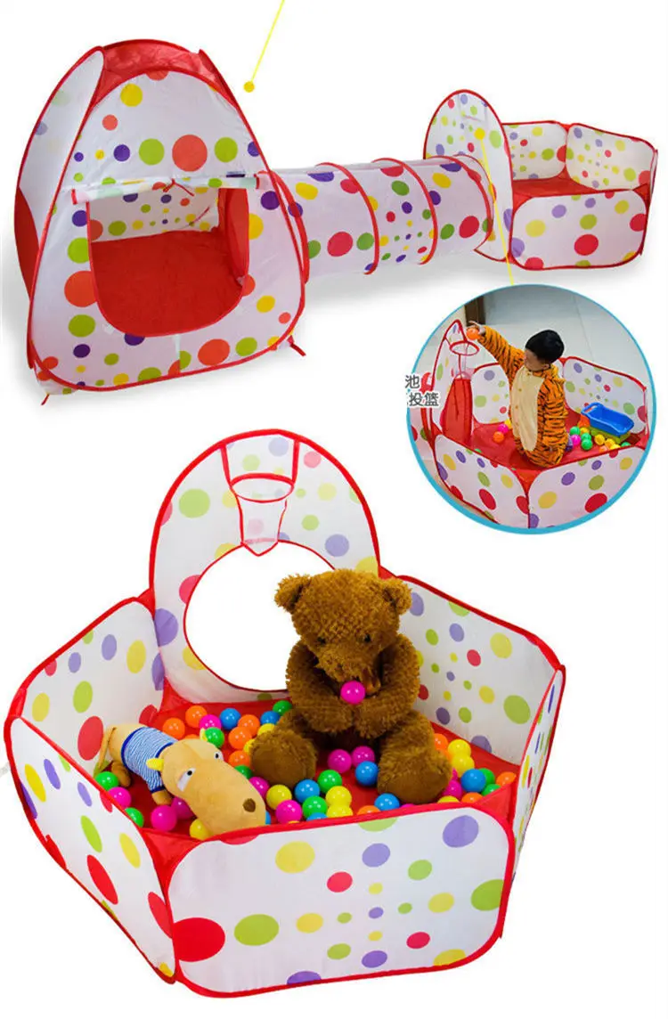 

300cm Indoor outdoor House + Tube + Sea ball pool (3 in 1) tent foldable child park shooting crawling game tent baby toy gift