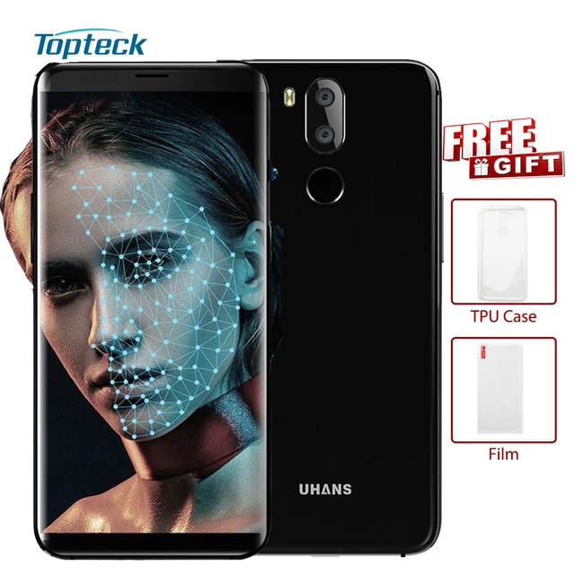 UHANS I8 Face Recognition 5.7" 18:9 FHD+ Smartphone 4GB RAM 64GB ROM MTK6750T Octa Core Front 8MP Back Dual 13+2MP Mobile Phone