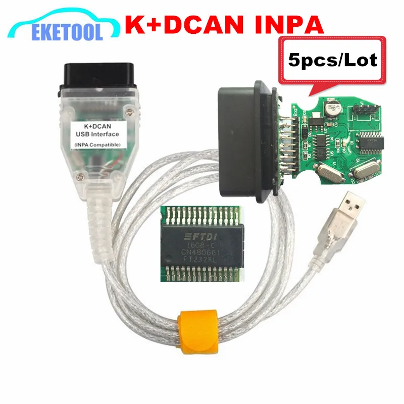 5 шт./лот оптовая продажа OBD2 диагностический INPA K + может USB Интерфейс FT232RL для BMW INPA K + DCAN работать от 1998 до 2008 автомобилей K может INPA