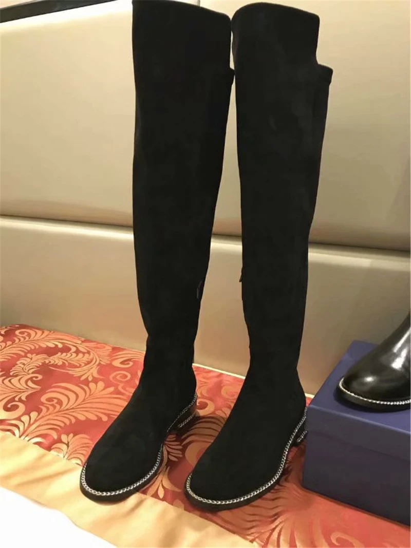 Appartements Chaussures Mode Bout Street As Mentale Chian Rond Bottes Le Marque as Shown Longues De Style Genou Moto Shown Sur Patchwork Luxe p7Ownp4WB8