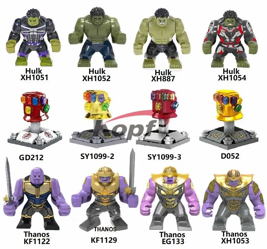 

D204 Big Figures Building Blocks Hulk Avengers 4 Endgame Action Bricks Super Heroes Thanos Power Stone Gift Toys For Children