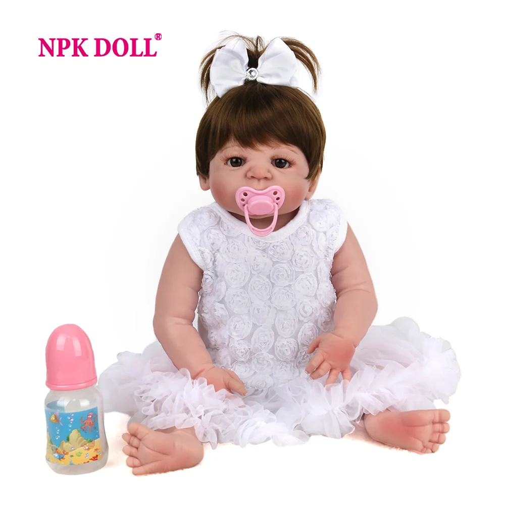 

NPKDOLL 55 cm Bebe Doll Reborn Realistic Newborn Doll Gift For Kids Birthday Reborn Doll for Girls Reborn Full Silicone Toys