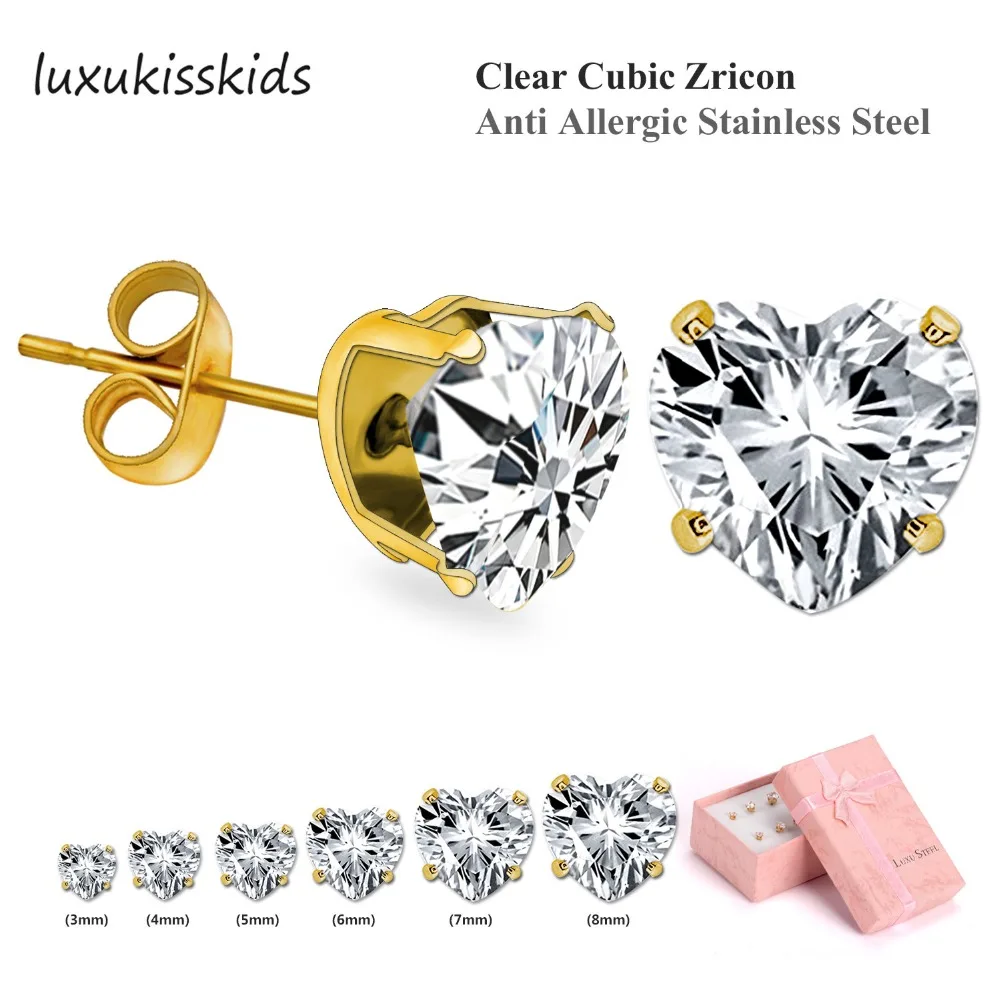LUXUKISSKIDS 6 пар Модные Изящные сердца кварцевые рождественские серьги гвоздики