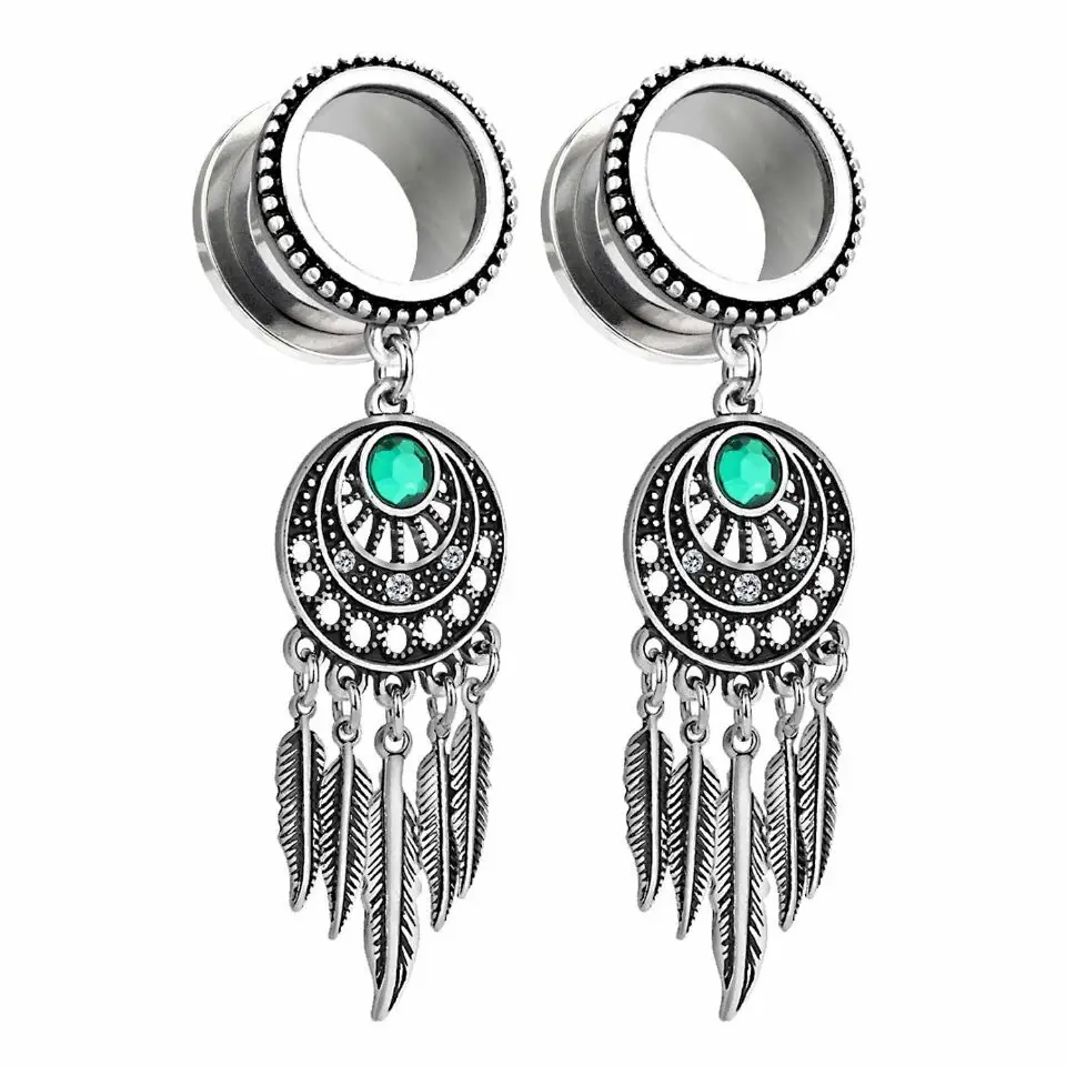 

2Pcs Stainless Steel Pendant Ear Plugs Retro Tunnels Ear Piercings Screw Expansion Ear Stretched Piercing Fresh Tunnels Jewelry