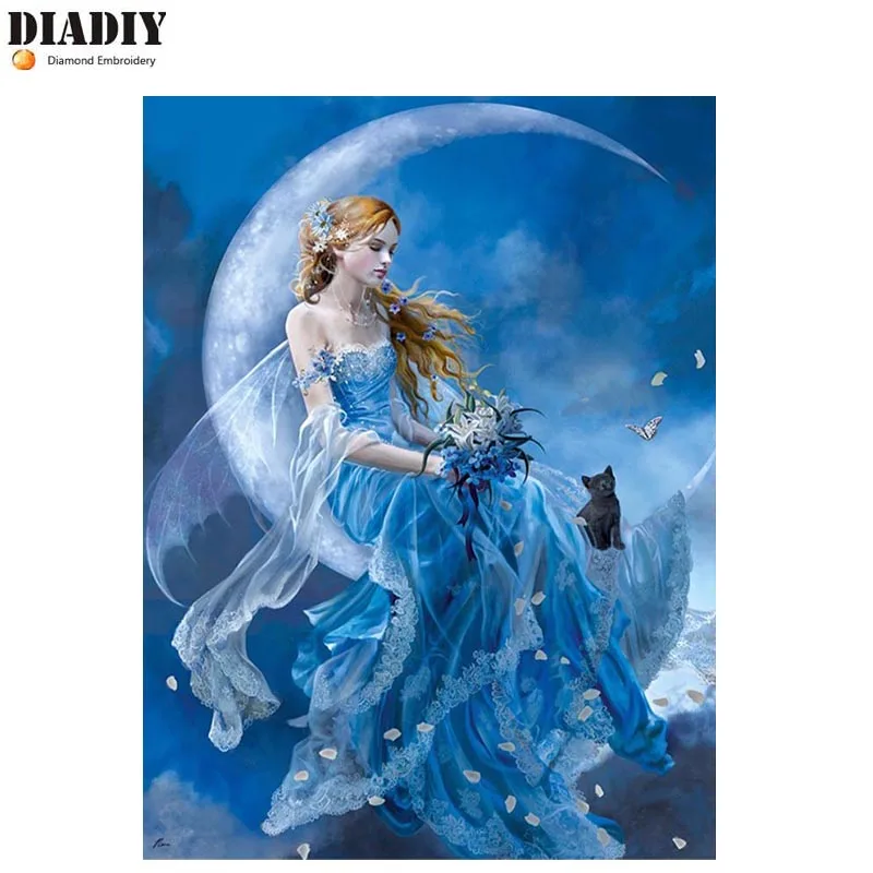 DIADIY Diamond Embroidery 5D DIY Painting Girl Fairy Moon Rhinestone Cross Stitch Decoration Gift Art | Дом и сад