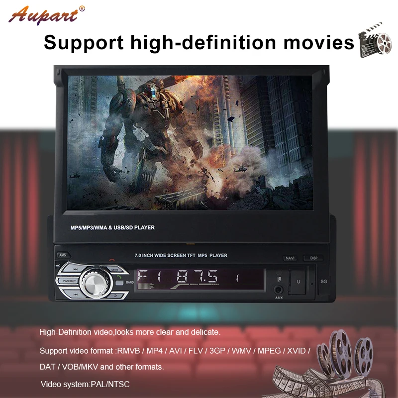 Cheap Car radio 1 din GPS navigation MP4 MP5 universal multimedia player 1din bluetooth 7 inch HD touch Screen Retractable for 2 din 2