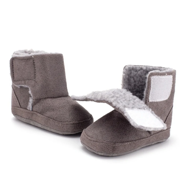 Зимние ботинки из искусственной кожи для маленьких мальчиков и девочек; Милая нескользящая обувь на мягкой подошве для новорожденных; повседневная обувь