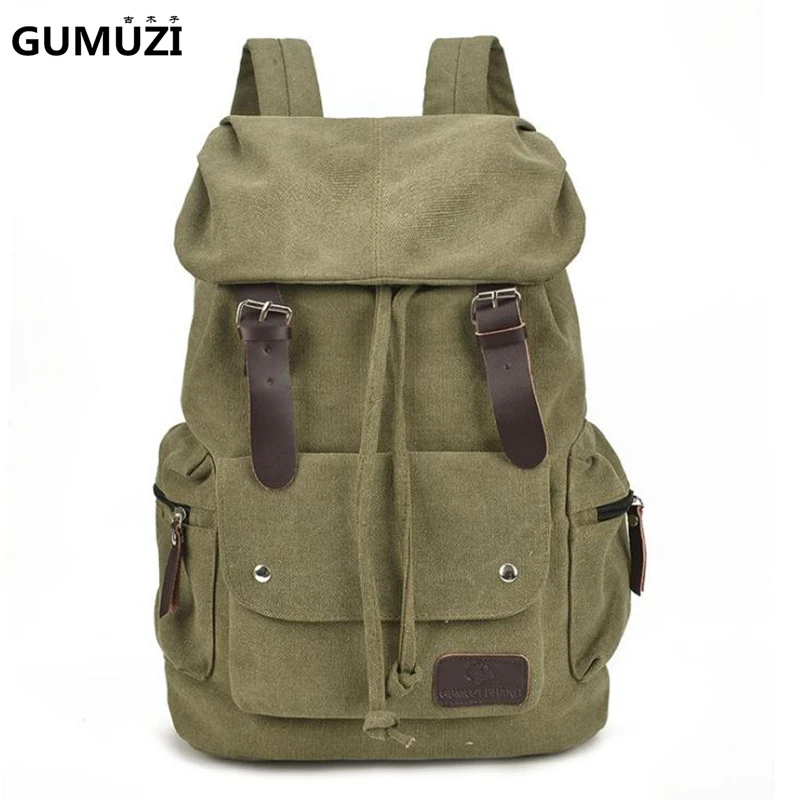 Gumuzi Canvas Men's Backpacks Fashion Travel Backpack Bags Man And