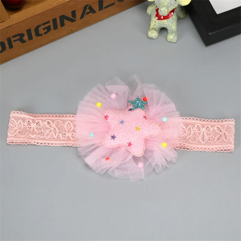 7Sweet Baby Girl Headband High Elastic Kids Headwear Dress Up with Crown Star Design Pretty Princess Turban Hair Accessories