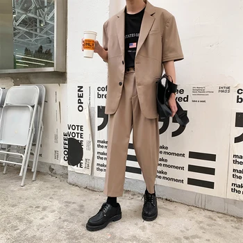 

2019 Summer New Korean Version Of Loose Harajuku Trend Student Business Casual Men's Three-color Pants Streetwear