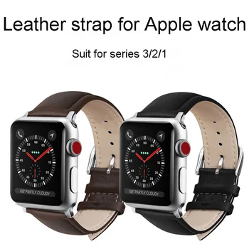 

Black Watch Bands Strap Watchband Leather Men Women Genuine Leather iWatch Band 38mm 42mm Watch Strap Saat Kordonu Watch Belt