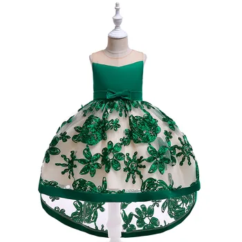 

2019 Summer Mermaid Princess Party Wedding Tutu Clothes Flower Long Trailing Baby Kids Dresses For Girls Children Clothing