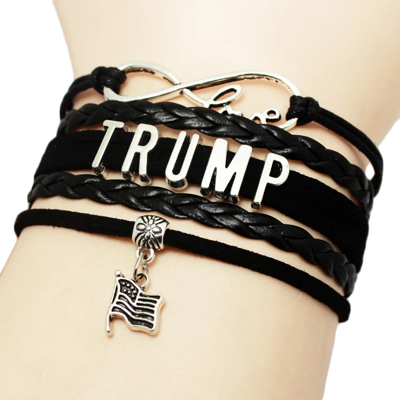 Новая мода бесконечность любви американские президентские выборы Трамп любой цвет на заказ кожаный браслет Wrap Браслеты и браслеты