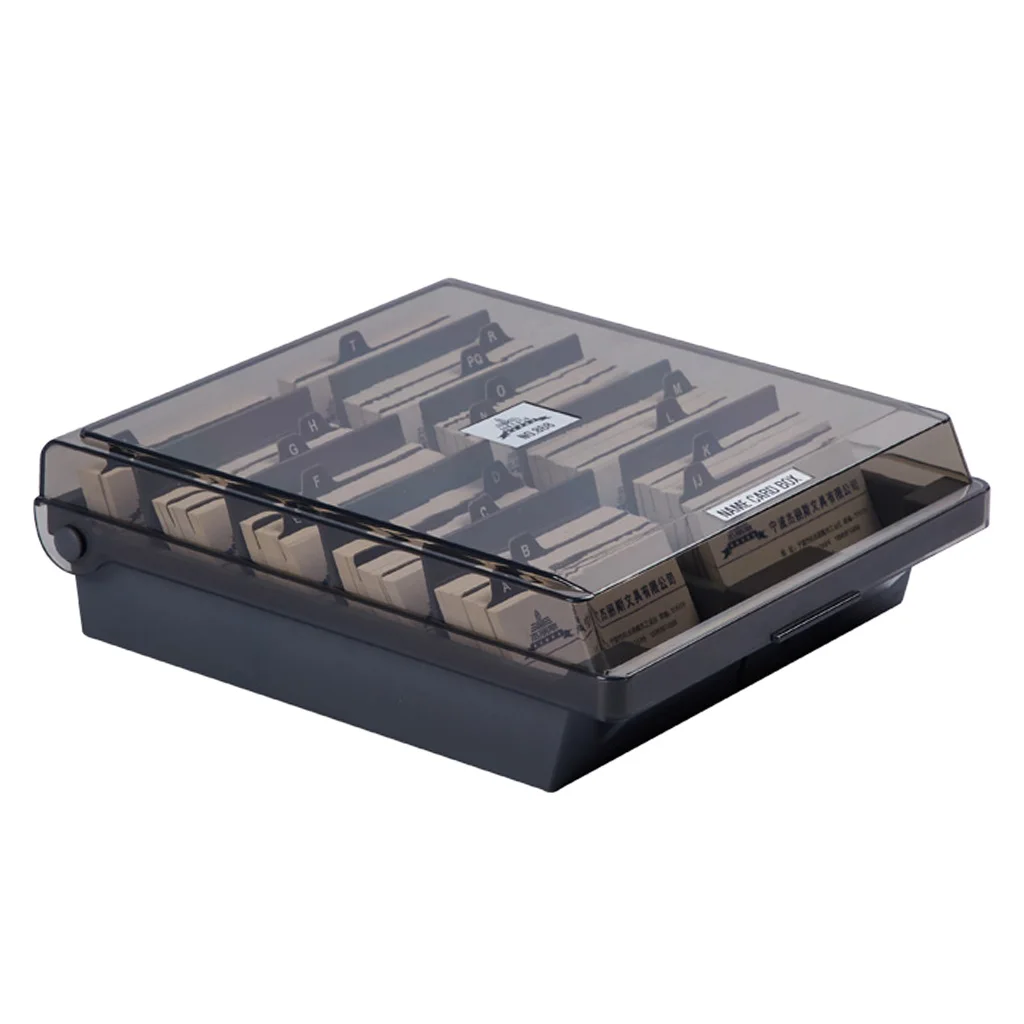 Office Desk Business Card Holder Organizer Name Card Storage Box 8 Dividers