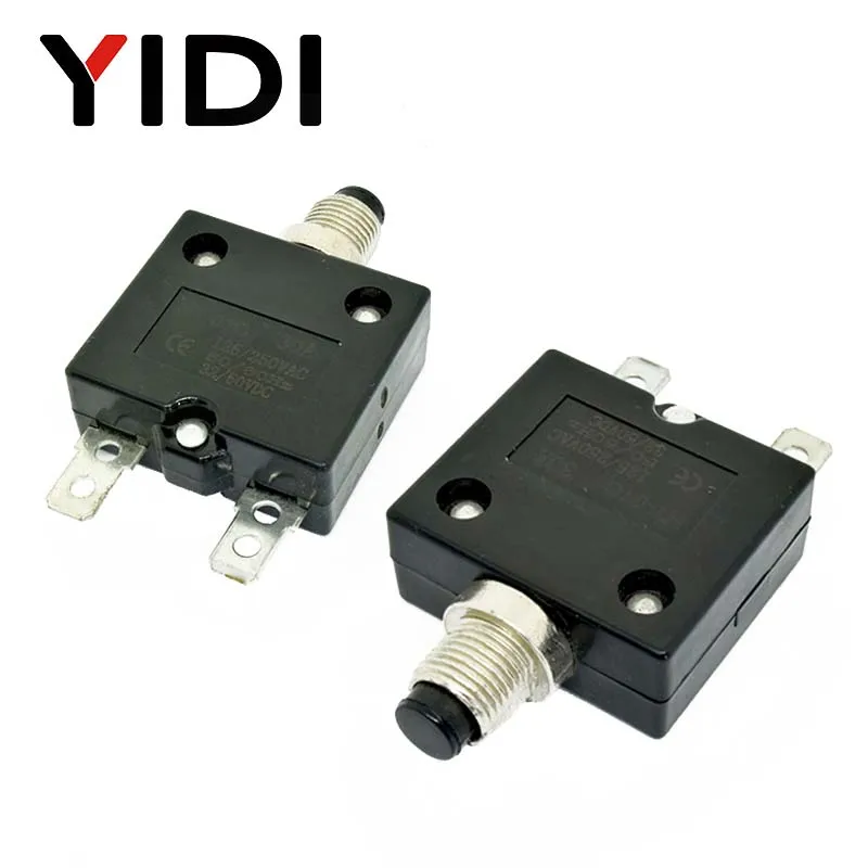 

5A 10A 15A 20A 30A Black Plastic Metal Thermal Circuit Breaker Overload Protector Thermal Switch Button Resettable