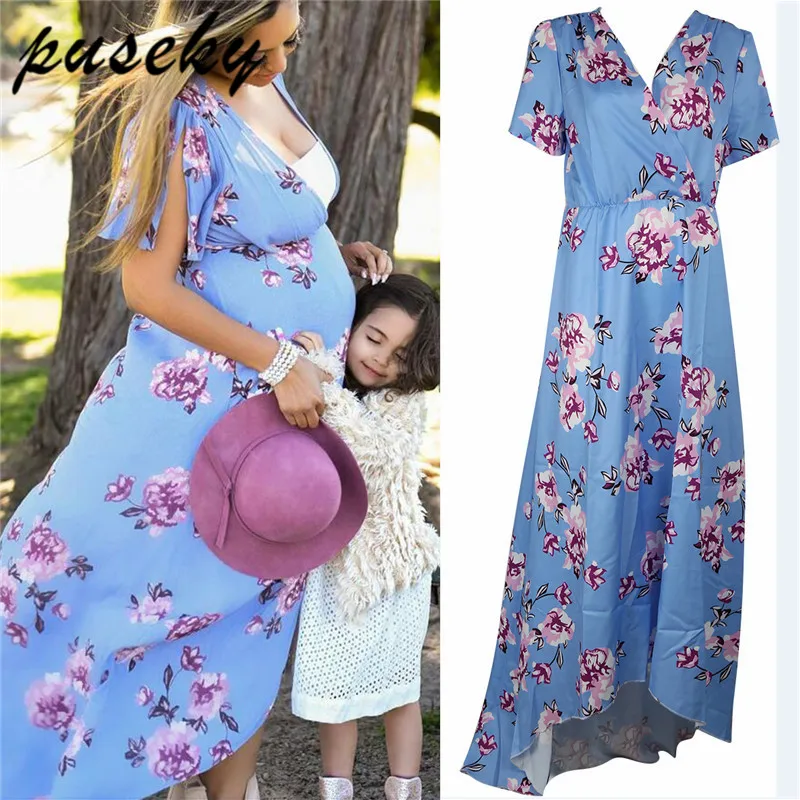 Puseky Summer Floral Maternity Dresses for Pregnancy Women Short
