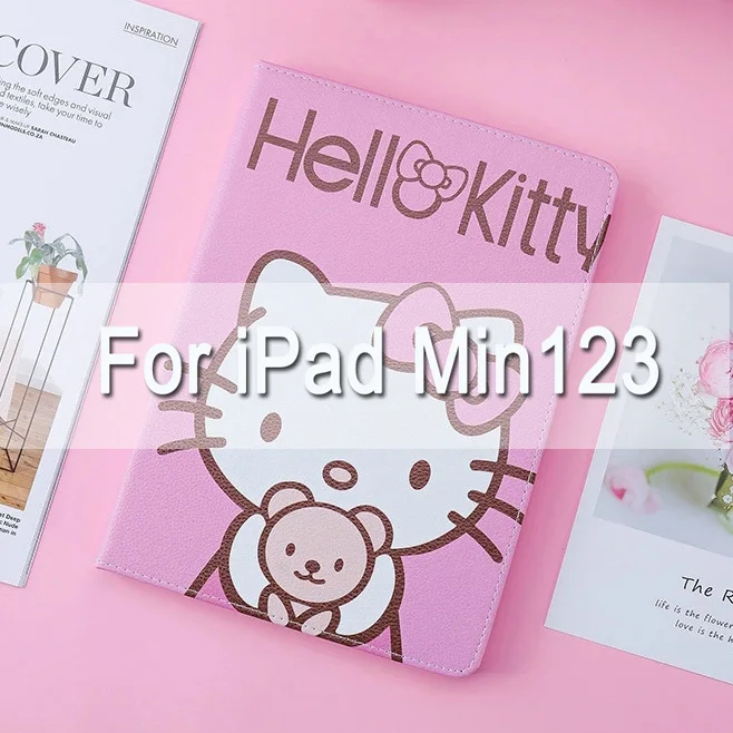 Роскошный чехол-подставка из искусственной кожи с розовым котенком, для ipad 2, 3, 4, чехол с функцией автоматического сна и пробуждения для mini12345 для нового ipad 9,7 air1 2 - Цвет: For mini123