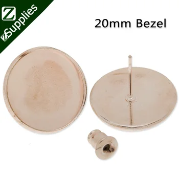 

50pcs Rose Gold Plated Earring Bases, 20mm Round Earring Blanks Jewelry Setting -C3260