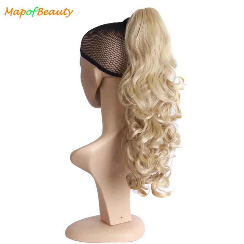 

MapofBeauty Long Wavy Lady Ponytail Wigs Pony Hair Black Gold Hairpiece Extension synthetic clips in hair ponytails hairpieces