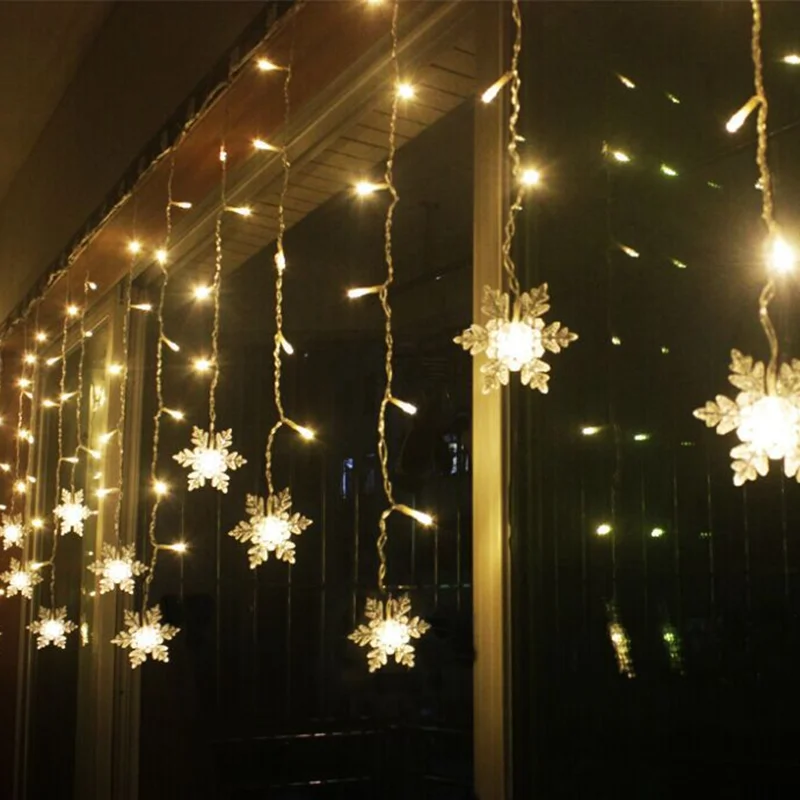 Рождественские украшения для дома Navidad год Звезда Луна Снежинка светодиодные занавески гирлянды натальные рождественские гирлянды. Q