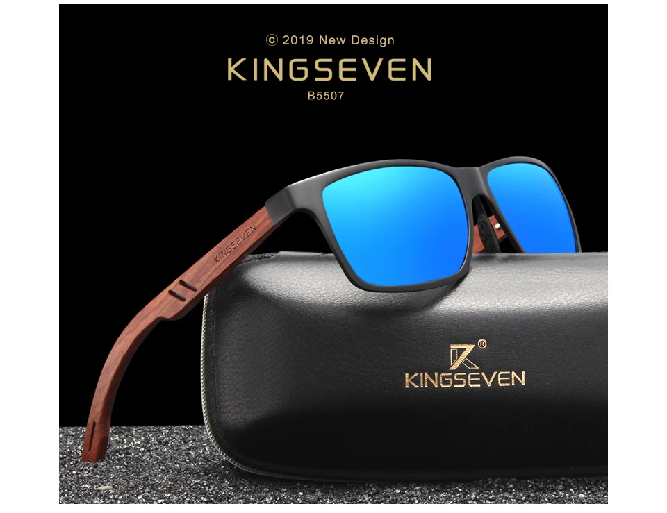 KINGSEVEN Design Handmade Natural Bubinga Wooden+Aluminum Sunglasses Men Polarized Fashion Sun Glasses Square UV400 Gafas De Sol KINGSEVEN Design Handmade Natural Bubinga Wooden+Aluminum Sunglasses Men Polarized Fashion Sun Glasses Square UV400 Gafas De Sol
